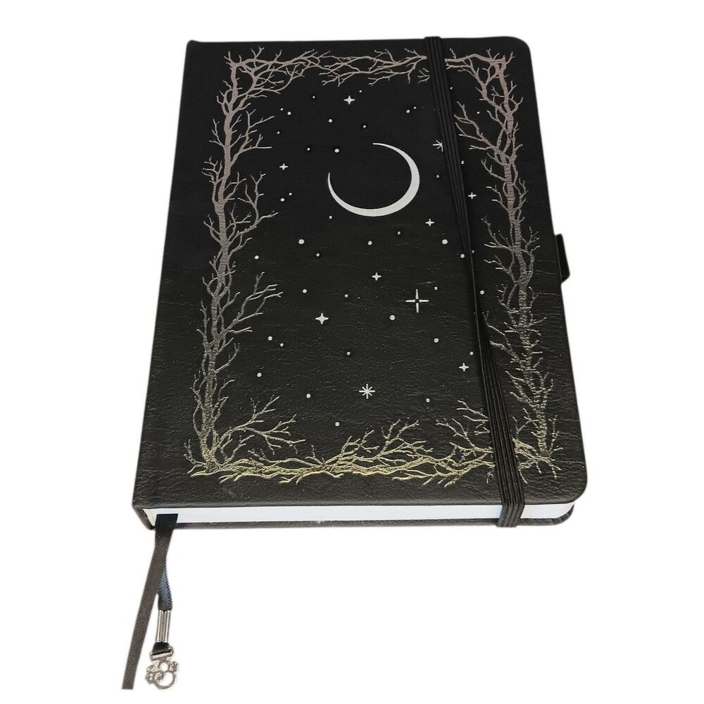 Archer & Olive Haunted Hollow Journal Black W/ Silver Moon & Stars Dot Grid New